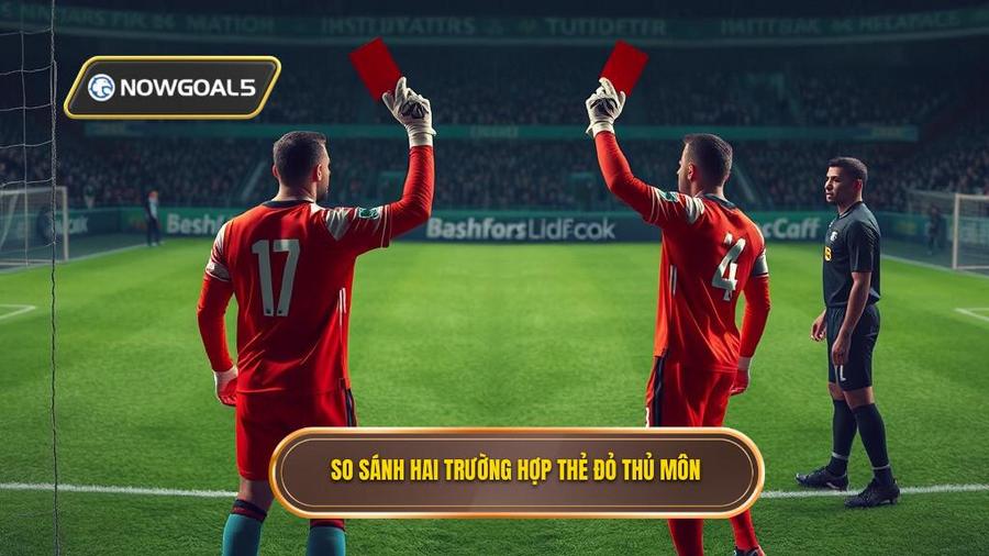 Bảng so sánh hai trường hợp thủ môn bị thẻ đỏ